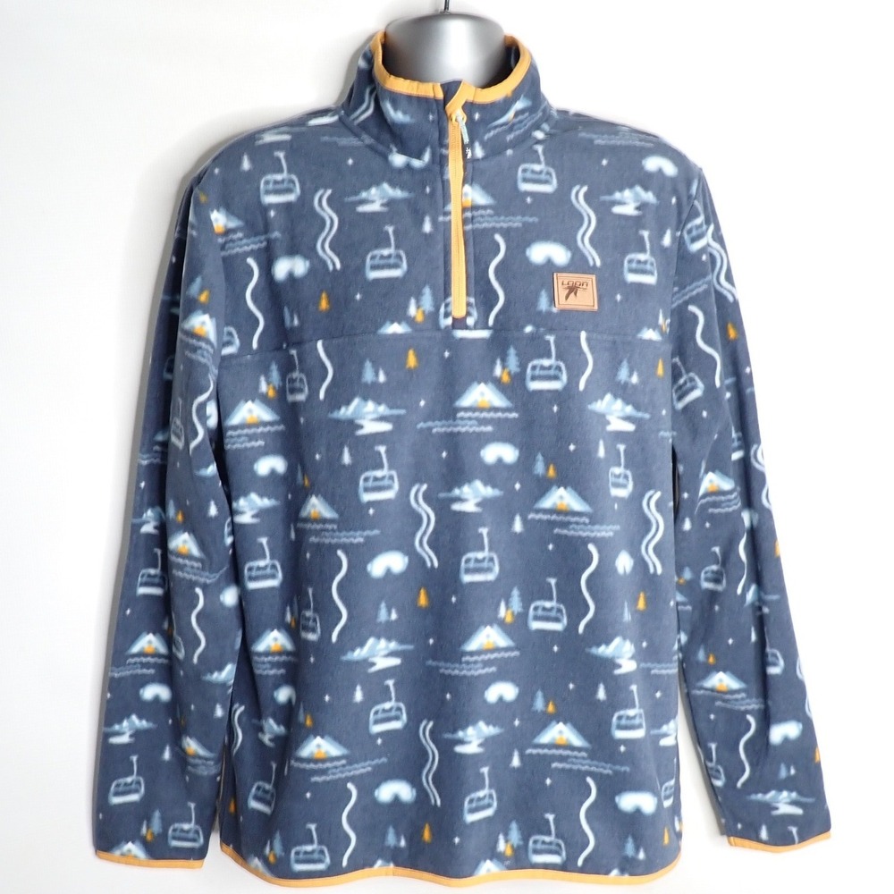 Jack + Sage Men's Loon Mountain Ski Fleece Quarter Zip Pullover Blue Size L